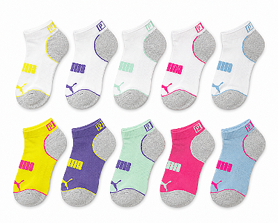KIT 10 MEIAS PUMA - BÁSICAS - MENINA ( 24 A 35 BR)