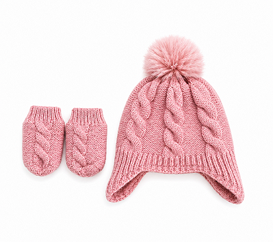 KIT TOUCA E LUVAS PRIMARK - ROSA - MENINA