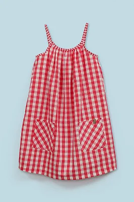 VESTIDO GREEN KIDS - VICHY VERMELHO - MENINA