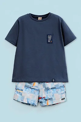 CONJUNTO VERÃO 2 PEÇAS GREEN KIDS - MONACO AZUL ESCURO - MENINO