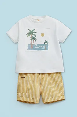 CONJUNTO VERÃO 2 PEÇAS GREEN - LISTRAS PEQUI - MENINO