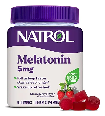 MELATONINA EM GOMA NATROL STRAWBERRY - 90 GUMMIES ADULTO 5mg