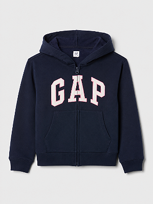 MOLETOM FLANELADO GAP KIDS - LOGO MARINHO - MENINA