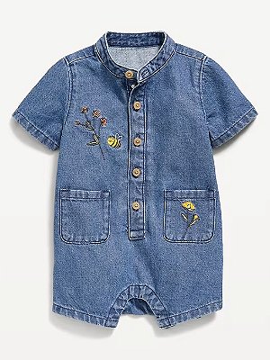 MACACÃO ROMPER OLD NAVY - JEANS ABELHINHA - MENINA