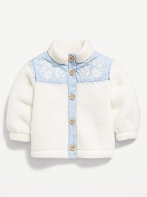 CASACO SHERPA OLD NAVY - AZUL E OFF WHITE - MENINA