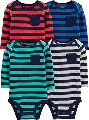 KIT 4 BODIES MANGA LONGA SIMPLE JOYS by CARTER'S - LISTRADO - MENINO