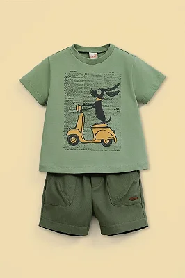 CONJUNTO VERÃO 2 PEÇAS GREEN - LAMBRETA - MENINO