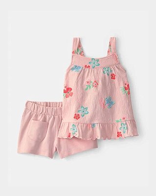 CONJUNTO VERÃO 2 PEÇAS CARTER'S - FLORAL ROSA - MENINA
