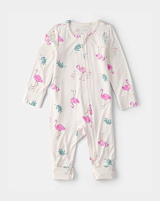MACACÃO VIRA PÉ PURELYSOFT CARTER'S - FLAMINGOS - MENINA
