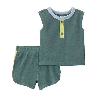 CONJUNTO VERÃO ATOALHADO 2 PEÇAS CHILD OF MINE by CARTER'S - VERDE BASIC - MENINO