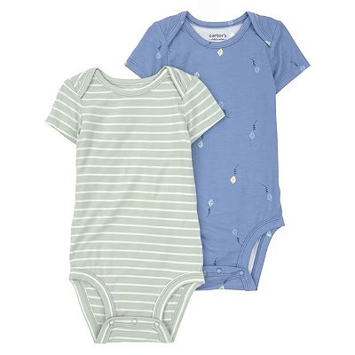 KIT 2 BODIES MANGA CURTA PURELYSOFT CHILD OF MINE by CARTER'S - PIPAS LISTRADINHO - MENINO