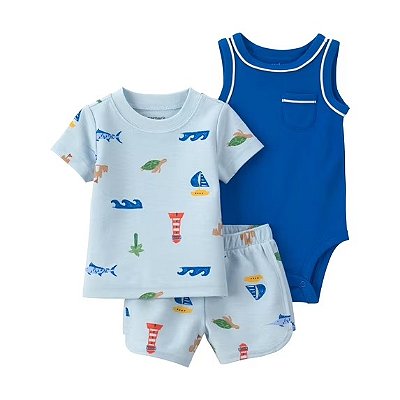 CONJUNTO VERÃO 3 PEÇAS CHILD OF MINE by CARTER'S - BEACH AZUL - MENINO
