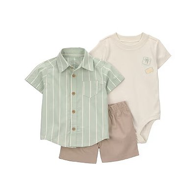 CONJUNTO VERÃO 3 PEÇAS CHILD OF MINE by CARTER'S - LISTRADO VERDE - MENINO