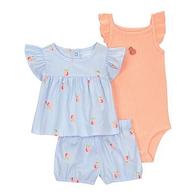 CONJUNTO VERÃO 3 PEÇAS CHILD OF MINE by CARTER'S - PÊSSEGOS - MENINA