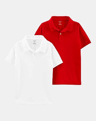 KIT 2 CAMISETAS MANGA CURTA POLO CARTER'S - BRANCA E VERMELHA - MENINO