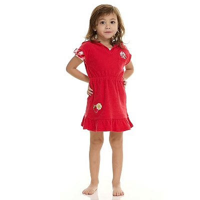 MODA PRAIA 3 PEÇAS MORANGUINHO - VERMELHO - PROTEÇÃO UV50+ - MENINA