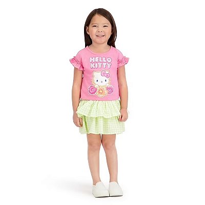 CONJUNTO VERÃO 2 PEÇAS HELLO KITTY - ROSA E VERDE - MENINA