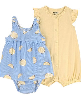 KIT 2 MACACÕES ROMPERS CHILD OF MINE by CARTER'S - LIMÃO - MENINA