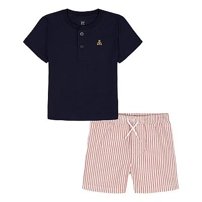 CONJUNTO 2 PEÇAS GAP - LISTRAS MARINHO - MENINO