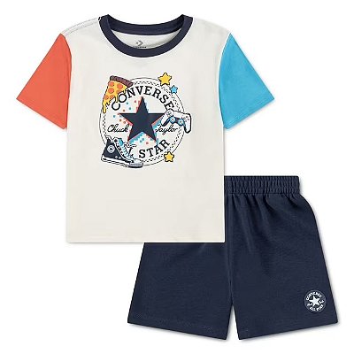 CONJUNTO VERÃO 2 PEÇAS CONVERSE - MARINHO E BEGE - MENINO