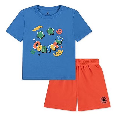 CONJUNTO VERÃO 2 PEÇAS CONVERSE - LARANJA E AZUL - MENINO