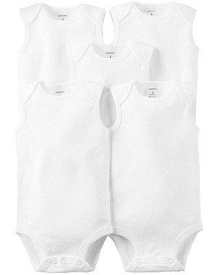 KIT 5 BODIES MANGA REGATA CARTER'S - BRANCO BÁSICO - UNISSEX