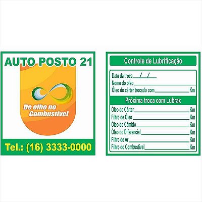 VALOR SOB CONSULTA: Etiqueta Troca Óleo Carro