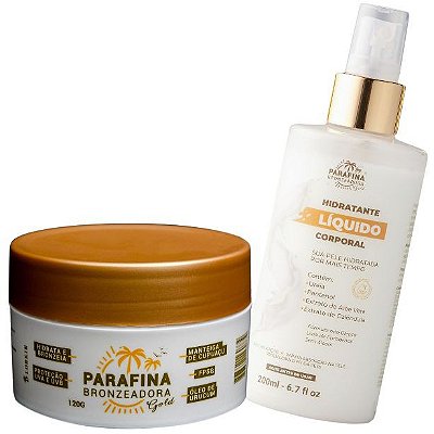 Kit Parafina Bronzeadora Gold com Hidratante Líquido Corporal Energizante