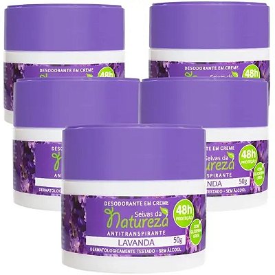 Kit 05 Desodorante Creme 50g Lavanda