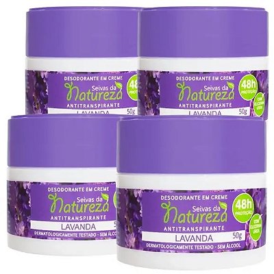 Kit 04 Desodorante Creme 50g Lavanda