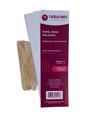 Papel para Epilação 7,5x25 cm com 20 folhas + 3 Espátulas Descartáveis Grátis