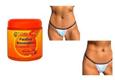 Kit Amazon Bronze Parafina Bronzeadora 180g Kit + Corrente de Cintura - BODY CHAIN Tam. Único