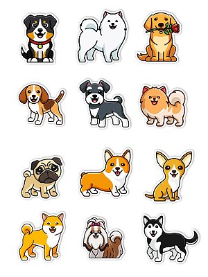 Ímãs Decorativos Cachorro Set A - Pet Dog - 12 unidades