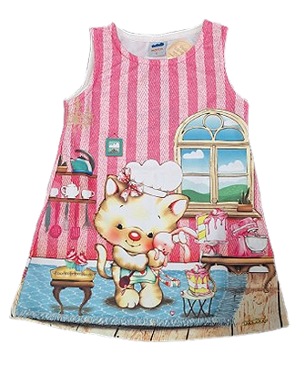 Vestido Bebê Marlan Estampado Rosa Tam 1