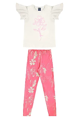Conjunto Floral Bee Loop Tam4 Menina Leggin Cotton