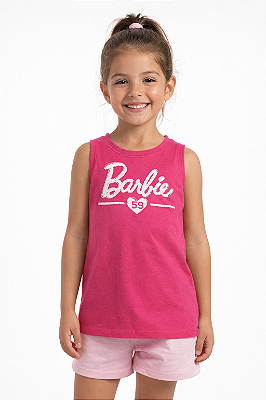 Camiseta Infantil Barbie Rosa Tam 18