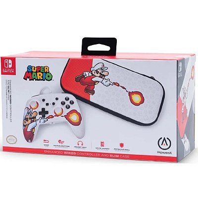 Controle PowerA com fio Super Mario + Case Slim - Switch