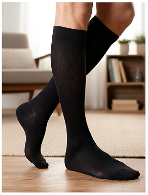Meia Sigvaris Actitud, 20-30 mmHg, 3/4 Panturrilha, Cor: Preto