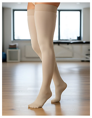 Meia Sigvaris Select Comfort, 20-30 mmHg, 7/8 Meia Coxa Cor: Bege