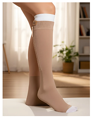 Meia Venosan, Ulcercomfort com Ziper, 30-45 mmHg, Cor: Bege