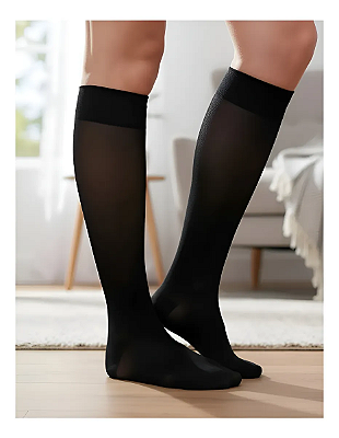 Meia Jobst UltraSheer, 15-20 mmHg, 3/4 Panturrilha, Cor: Preto