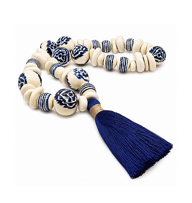 Pendantif ikat azul e faiança e seda Zanatta Casa