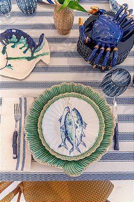 Sousplat de concha acqua antigo com borda trabalhada