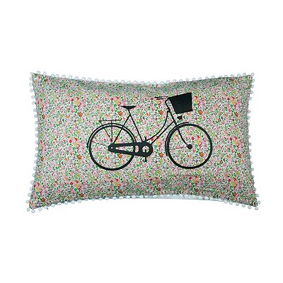 Capa de Almofada Bicicleta Flores Rosa 31 x 50 cm