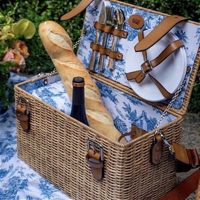 Cesta de picnic Bordeaux toile azul