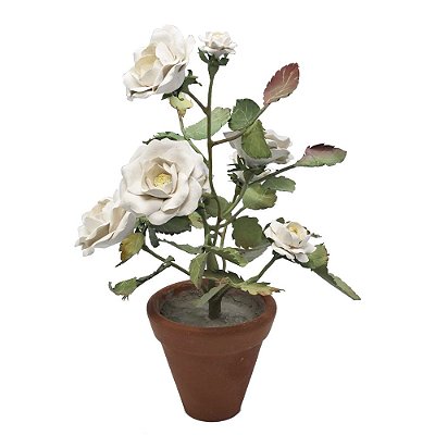 Vaso de rosas brancas em cerâmica Zanatta Casa