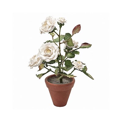 Vaso de rosas brancas em cerâmica Zanatta Casa