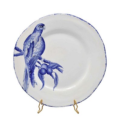 Prato raso amassado pássaro pincelada azul 5