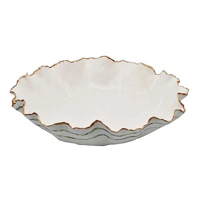 Bowl folha vitória régia branco M (41 cm)