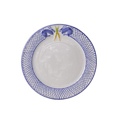 Prato sobremesa Coelho Azul Relevo com Cenoura